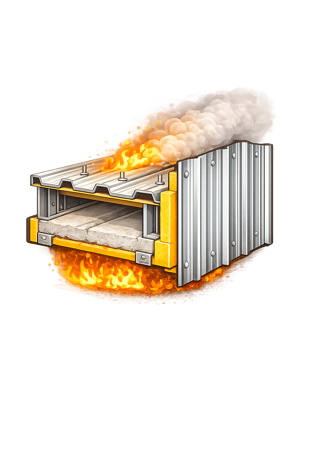 Traitement coupe-feu bardage métallique et structure acier